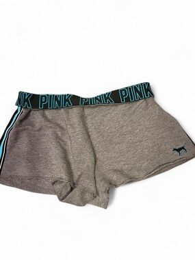 PINK Grey Shorts with Teal Logo Waistband